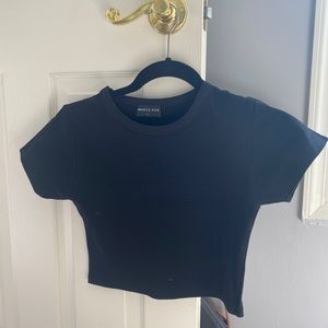 White Fox Boutique Black Crop Tee